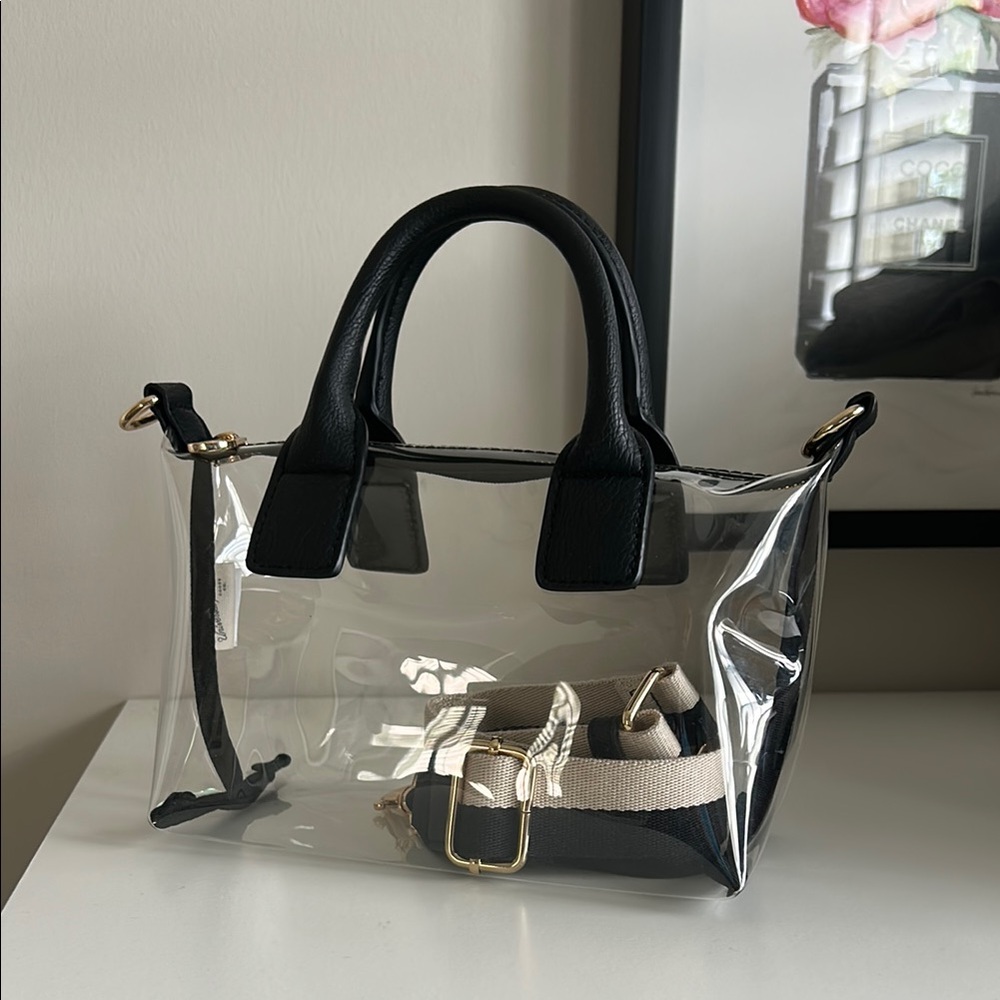 Black Transparent Tote with Structured Design